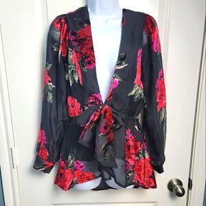 GB Floral Faux Wrap Top